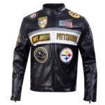 Mens Pittsburgh Steelers Black Moto Jacket