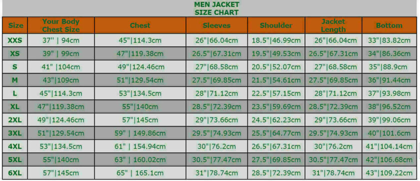 Men size chart