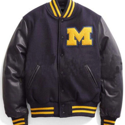 Michigan Varsity Bomber Jacket Mens front