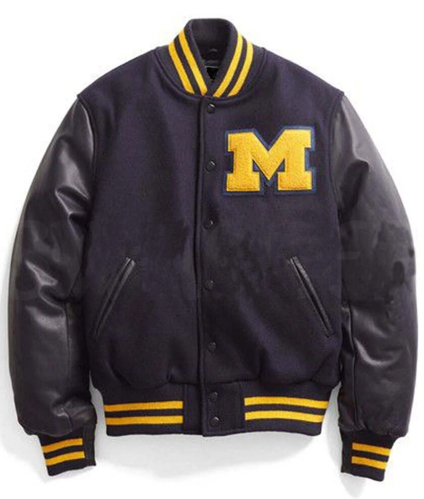 Michigan Varsity Bomber Jacket Mens front