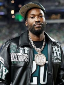 Cowboys-vs-Eagles-Game-Meek-Mill-Black-Leather-Jacket