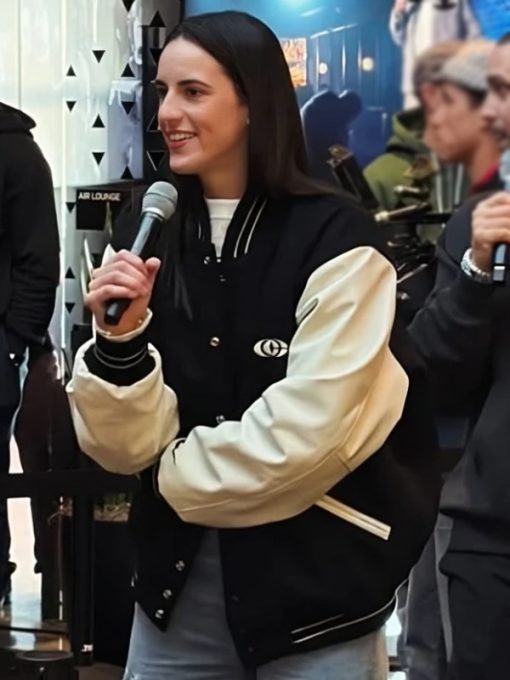 Caitlin-Clark-Black-Cream-Varsity-Jacket