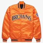 Cleveland Browns Orange Satin Letterman Baseball Jacket Varsity Jacket