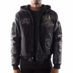 Handmade Men Las Vegas Black Varsity Jacket,