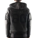 Handmade Men Las Vegas Black Varsity Jacket, Black Hooded University Lettermen Varsity Jacket for Men-