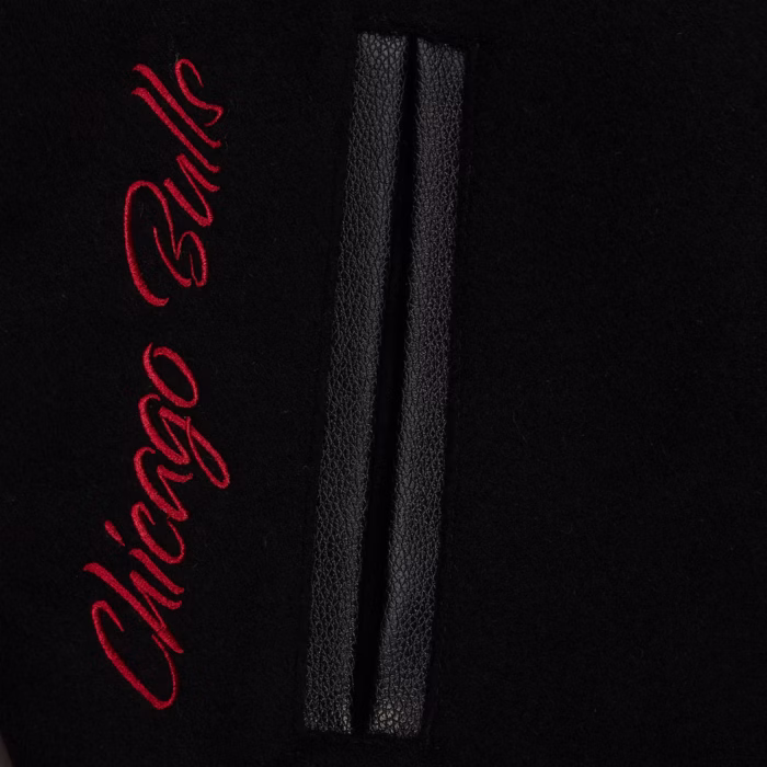 Men's Chicago Bulls Mitchell & Ness Black Hardwood Classics Blackout Collection Full-Snap Varsity Jacke1