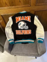 OVO X NFL Miami Dolphins Leather Wool Varsity Jacket Medium M October’s Very Own.