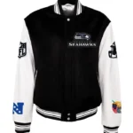 Jeff-Hamilton-x-Seattle-Seahawks-Black-And-White-Varsity-Jacket-For-Sale