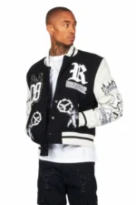 Rune-Black-Varsity-Jacket-Front-View