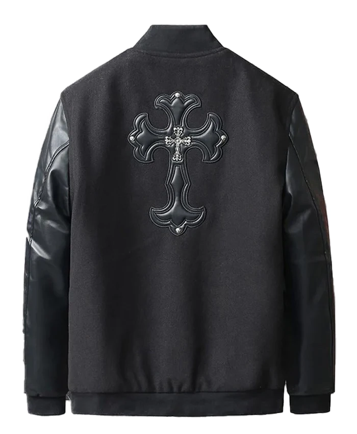 Chrome-Cross-Black-Letterman-Jacket