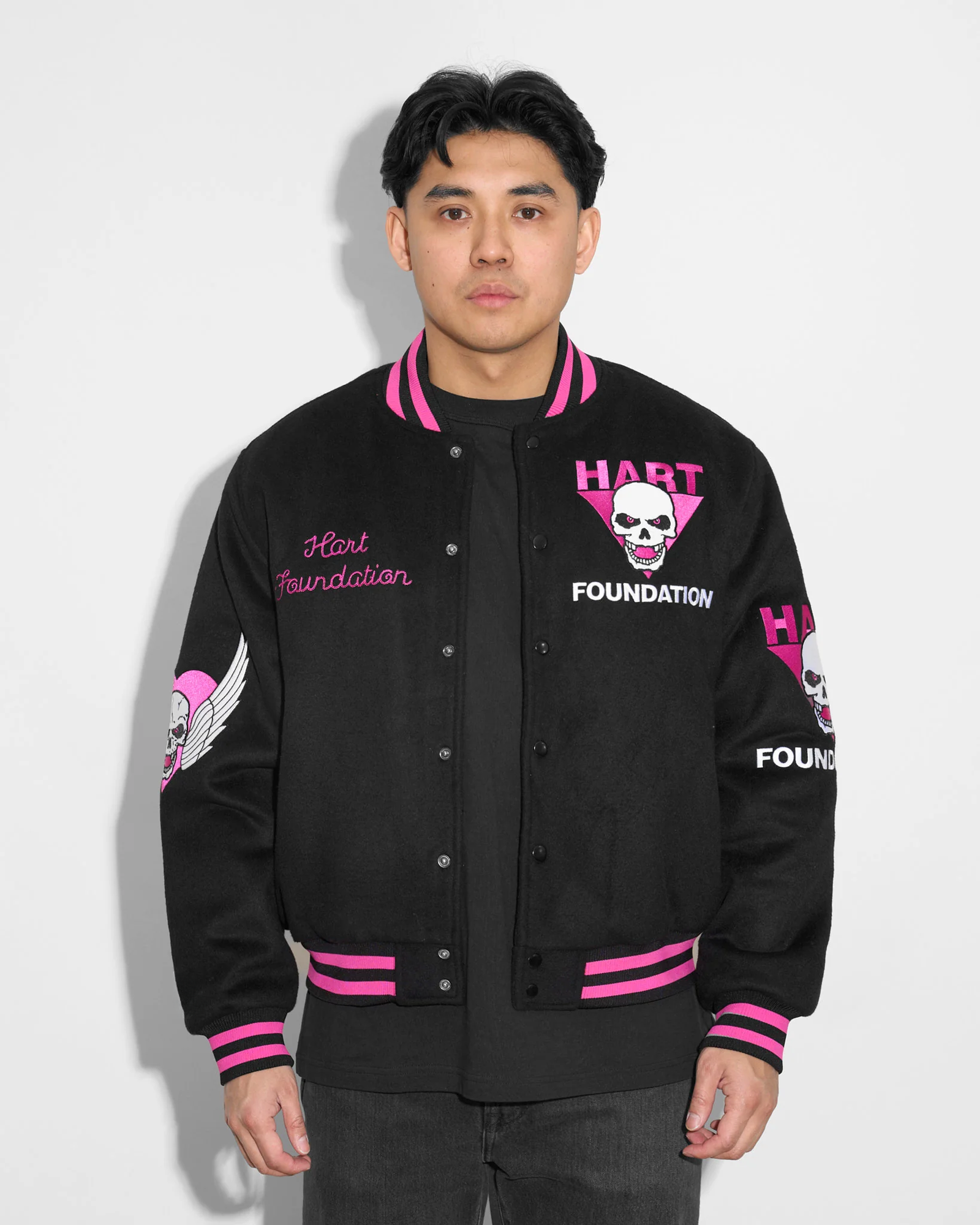 HartFoundationBlackVarsityJacketModel-1