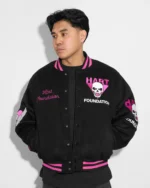 HartFoundationBlackVarsityJacketModel-5
