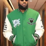LeBron-James-Green-and-White-Varsity-Jacket