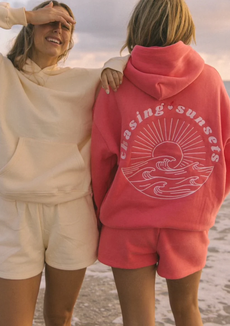 Pink-Palm-Puff-Chasing-Sunsets-Oversized-Hoodie