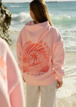 Everything Comes in Wave Pink Palm Puff Hoodie