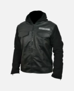 Sons Of Anarchy Black Faux Jacket with Hoodie Side View 1