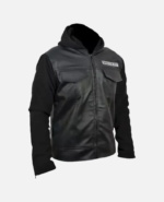 Sons Of Anarchy Black Faux Jacket with Hoodie Side View 2