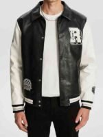 The-Brokenwood-Mysteries-S12-Black-leather-Collared-R-Varsity-Jacket-Front