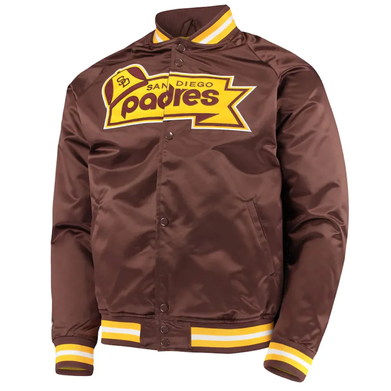 san-diego-padres-lightweight-brown-satin-jacket