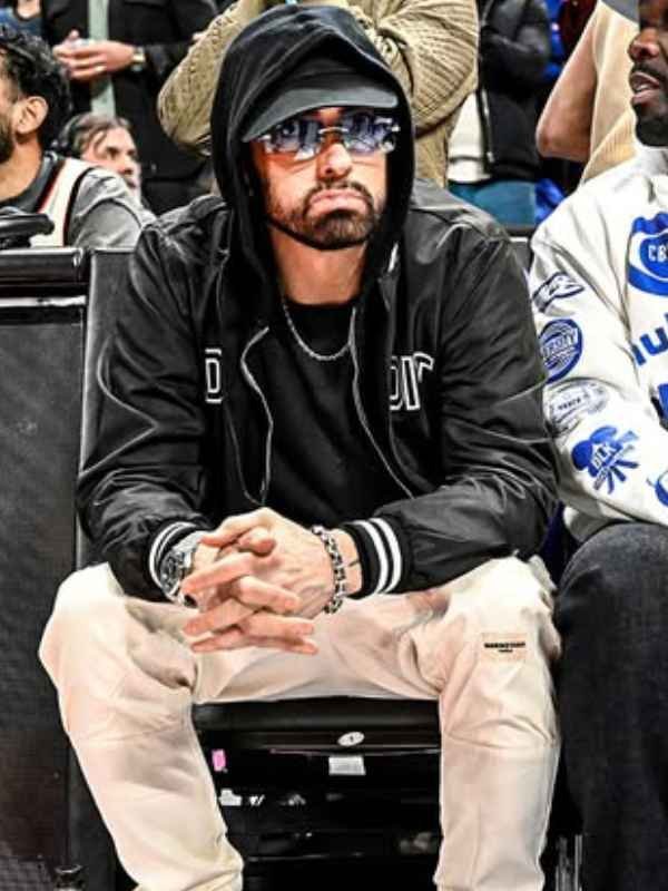 NBA Eminem Black Satin Jacket NBA Eminem Black Satin Jacket