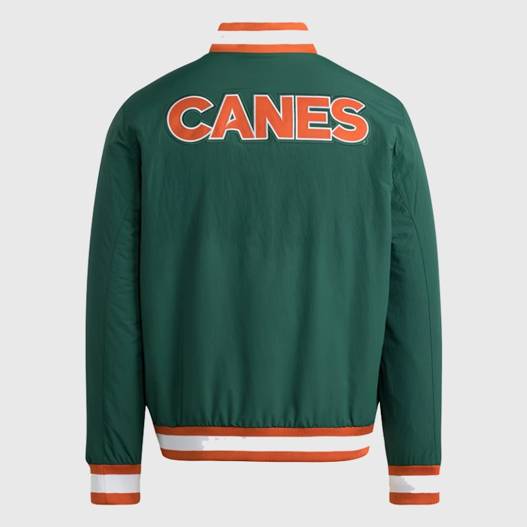 Adidas-Miami-Hurricanes-Coaches-Dugout-Green-Jacket.webp
