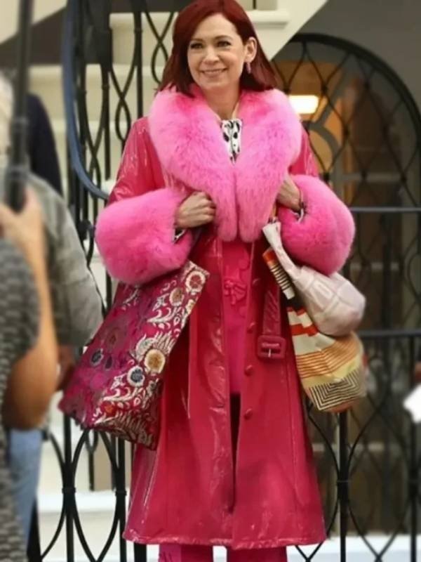 Carrie-Preston-TV-Series-Elsbeth-Season-3-Elsbeth-Tascioni-Leather-Trench-Coat-Pink Carrie-Preston-TV-Series-Elsbeth-Season-3-Elsbeth-Tascioni-Leather-Trench-Coat-Pink