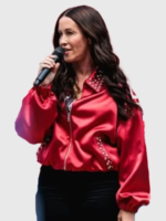 FIFA-World-Cup-2026-Alanis-Morissette-Red-Satin-Bomber-Jacket