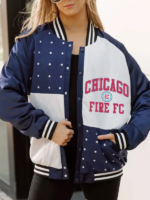 Chicago Fire FC Rhinestone Varsity BLUE ]_Jacket