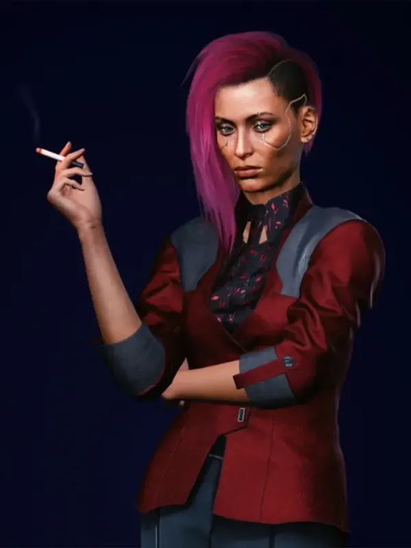 Cyberpunk-Female-V-Blazer-–-Crimson-Red-Leather-Blazer-Look Cyberpunk-Female-V-Blazer-–-Crimson-Red-Leather-Blazer-Look