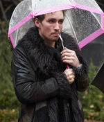 Klaus-Hargreeves-The-Umbrella-Academy-Robert-Sheehan-Black-Shearling-Leather-Coat-1