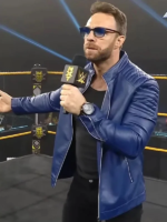 WWE LA Knight Blue Leather Jacket - Image 2
