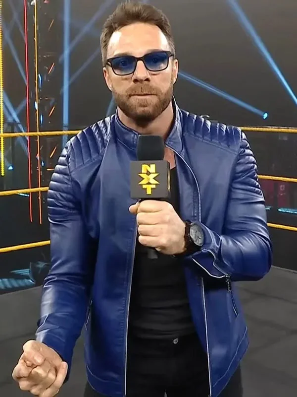 WWE-LA-Knight-Blue-Leather-Jacket WWE LA Knight Blue Leather Jacket - Image 1