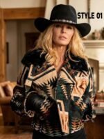 Beth Dutton Dutton Ranch S01 Western Aztec Aviator Jacket - Image 2