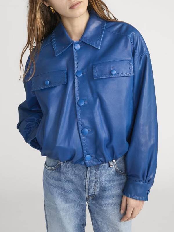 Honest-Renovations-S04-Lizzie-Mathis-Blue-Leather-Jacket