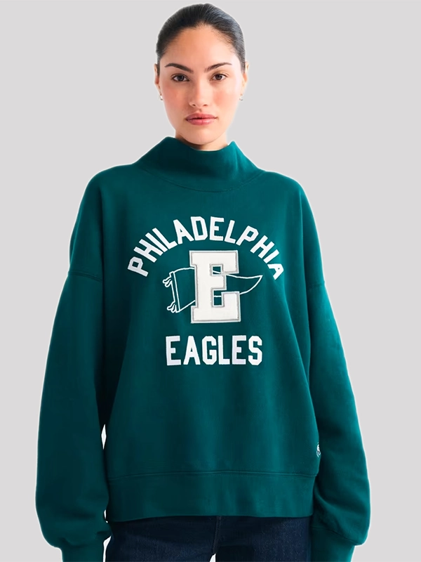 Philadelphia-Eagles-Abercrombie-Fitch-Womens-Green-Sunday-Mock-Neck-Sweatshirt Philadelphia-Eagles-Abercrombie-Fitch-Womens-Green-Sunday-Mock-Neck-Sweatshirt