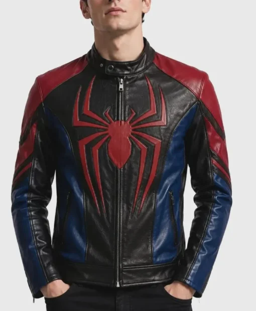 Spider-Man-Black-Red-Blue-Leather-Jacket--510x619