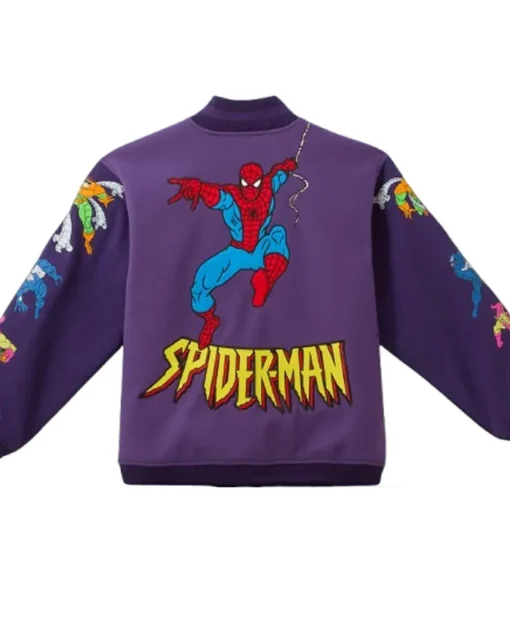 Spider-Man-Retro-Purple-Wool-90-Varsity-Bomber-Jacket-Back-510x619