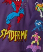 Spider-Man-Retro-Purple-Wool-90-Varsity-Bomber-Jacket-Sleeve-Closeup-510x619