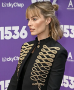 West-End-Opening-Night-of-1536-Margot-Robbie-Black-Military-Jacket-Closeup