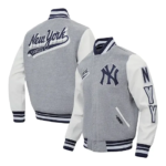 Fat-Joe-World-Series-2024-New-York-Yankees-Wool-Grey-Varsity-Jacket