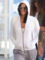 HollyShorts-Film-Festival-Michelle-Rodriguez-White-Zip-Up-Hoodie