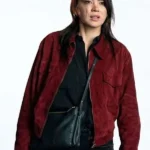 Jessica-Henwick-Silo-S03-Red-Suede-Jacket