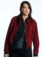 Jessica-Henwick-Silo-S03-Red-Suede-Jacket
