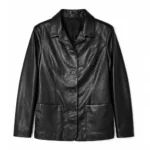 Kristen-Johnston-Leather-Blazer