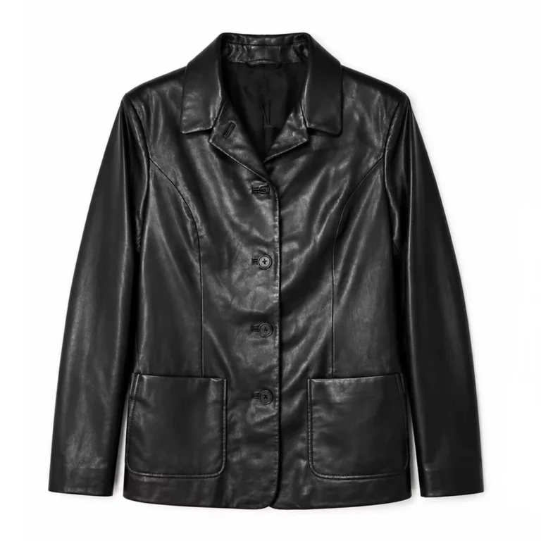 Kristen-Johnston-Leather-Blazer