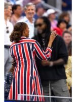 Michelle-Obama-US-Open-2026-Red-Navy-Striped-Button-Front-Shirt-Dress
