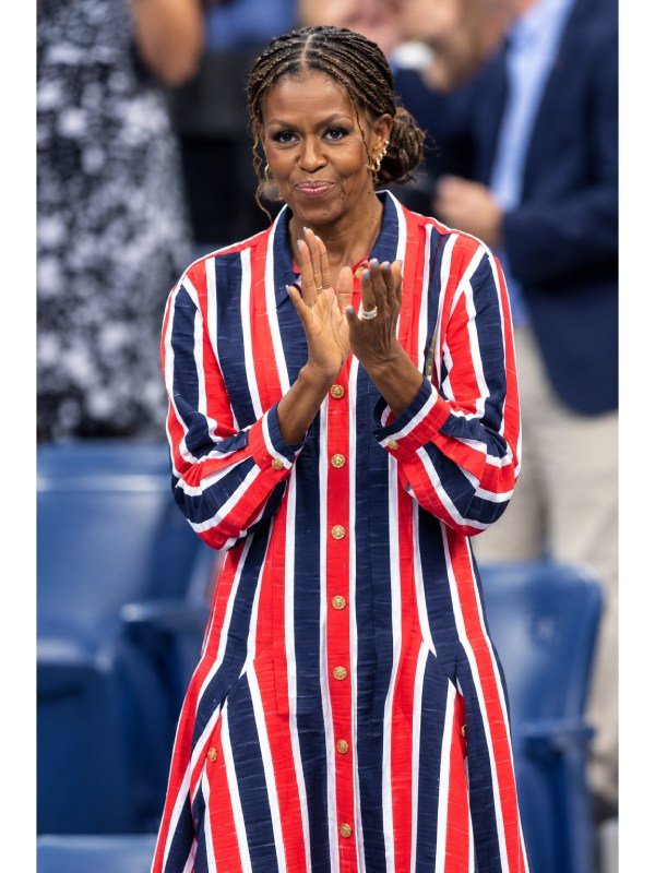 Michelle-Obama-US-Open-Striped-Dress Michelle-Obama-US-Open-Striped-Dress