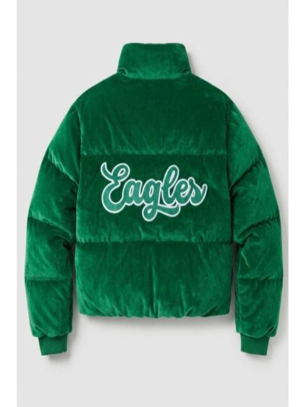 Philadelphia-Eagles-Green-Velvet-Puffer-Jacket