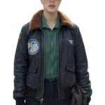 Silo-S03-Jessica-Brown-Findlay-G-1-Flight-Leather-Bomber-Jacket