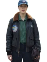 Silo-S03-Jessica-Brown-Findlay-G-1-Flight-Leather-Bomber-Jacket